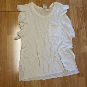 We the Free raw edge flutter sleeve cream top sz M